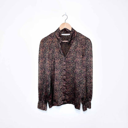 vintage paul alexander 100% silk floral blouse - size medium