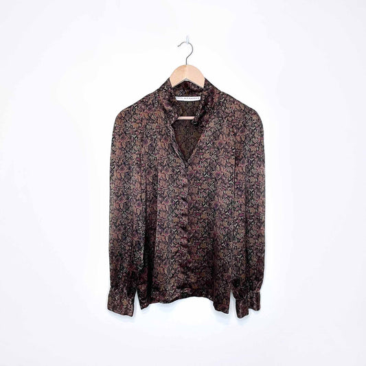 vintage paul alexander 100% silk floral blouse - size medium