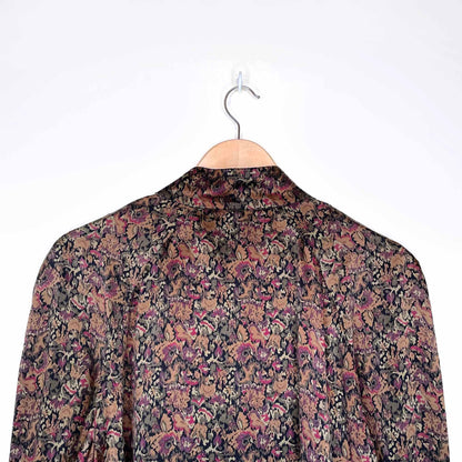 vintage paul alexander 100% silk floral blouse - size medium
