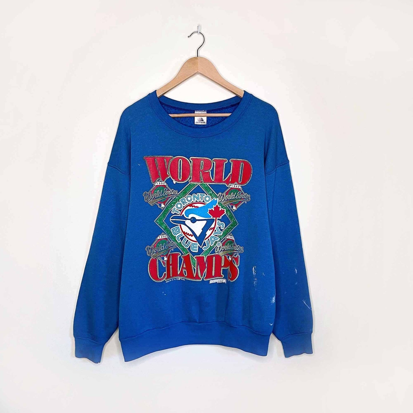 vintage 1992 blue jays world series champs crewneck sweatshirt - size xl