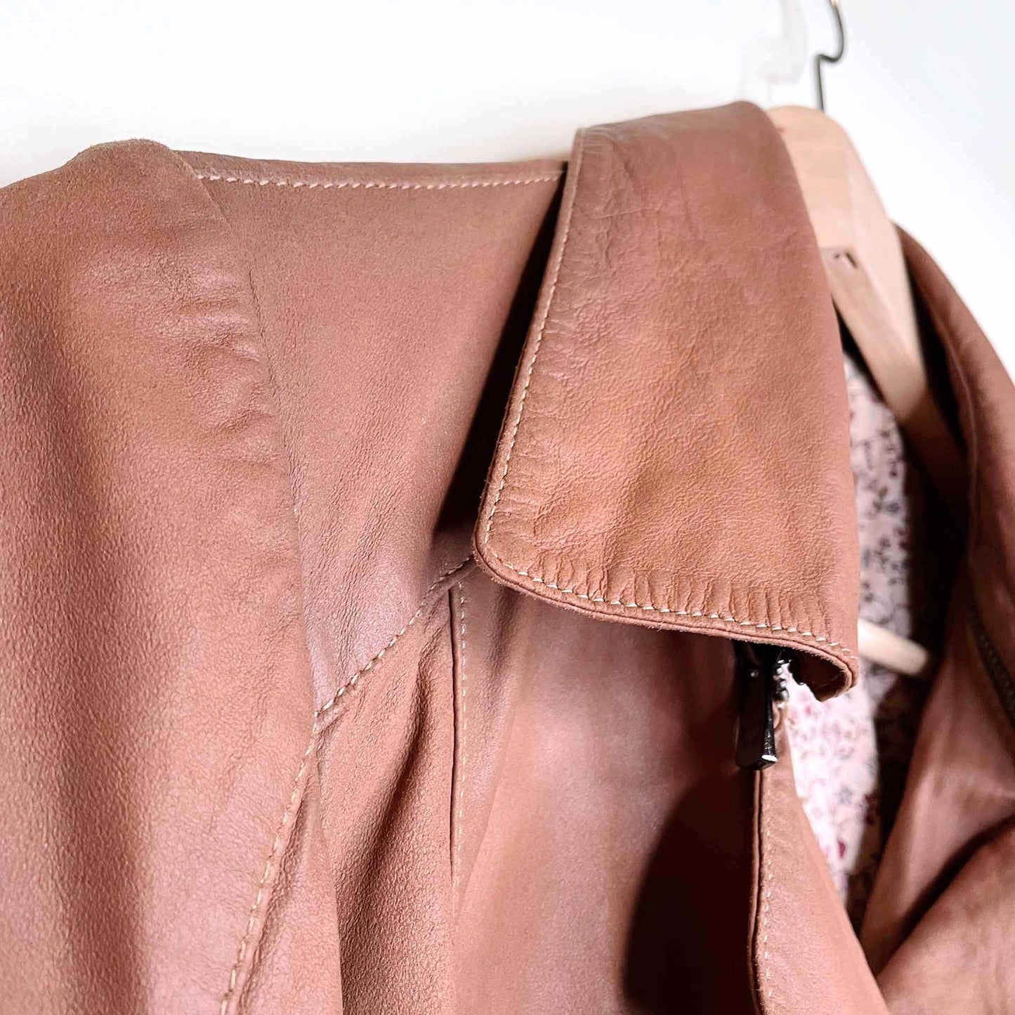 bod & christensen brown leather moto jacket - size small