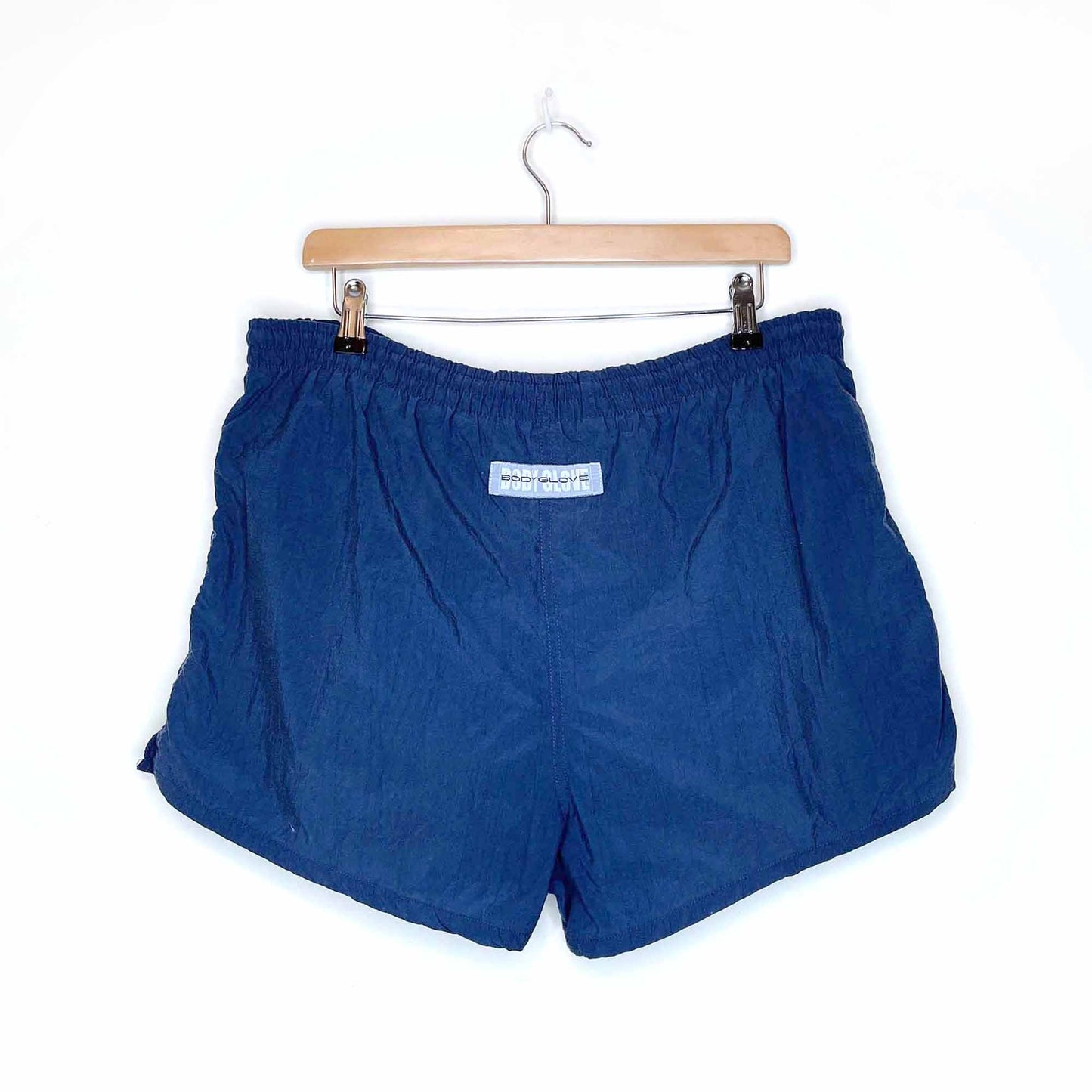 vintage 90's body glove hand logo euro length swim shorts - size medium