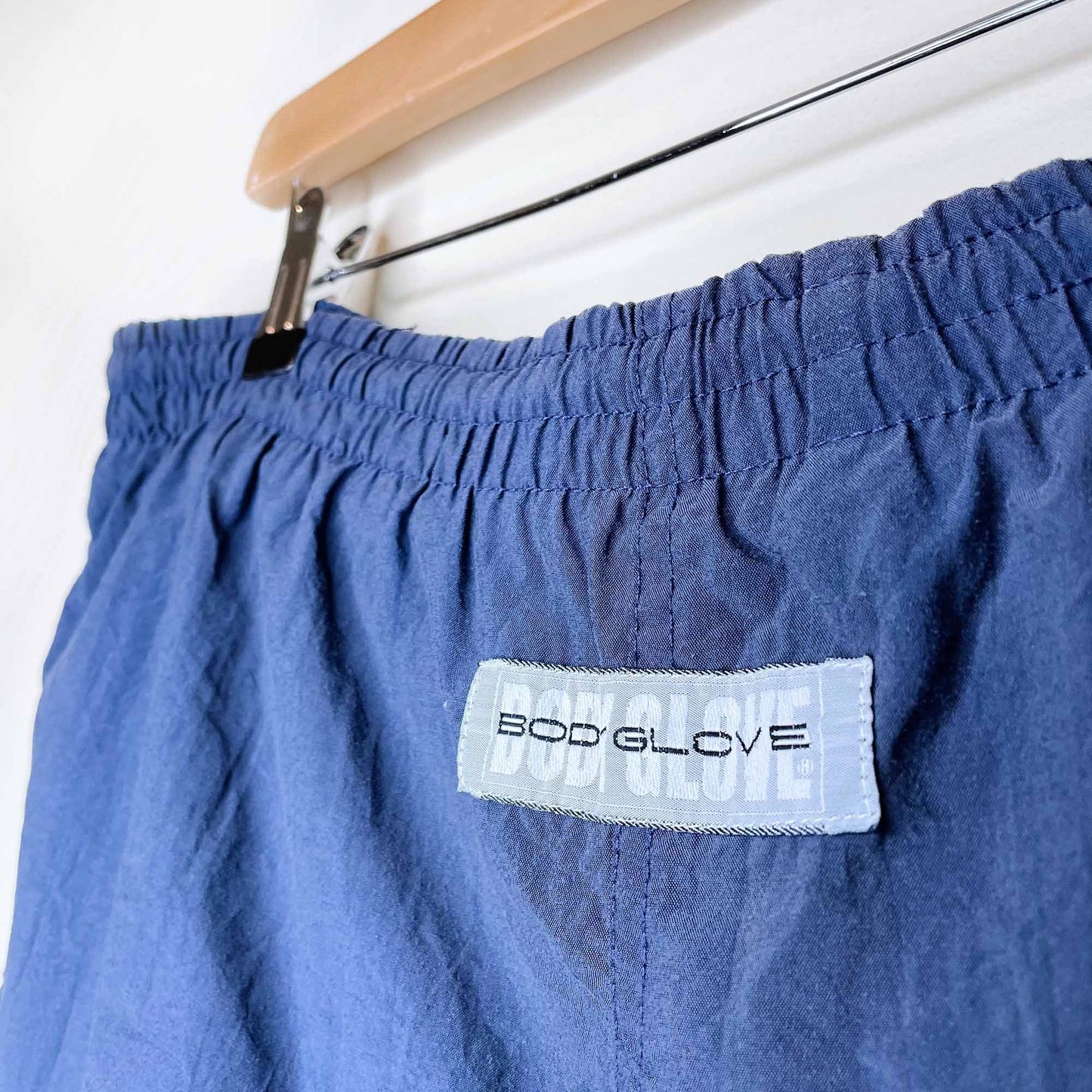 vintage 90's body glove hand logo euro length swim shorts - size medium