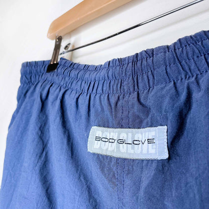 vintage 90's body glove hand logo euro length swim shorts - size medium