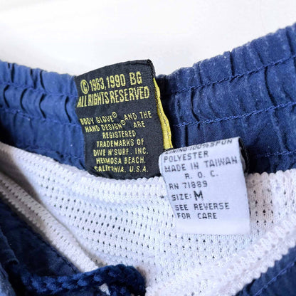 vintage 90's body glove hand logo euro length swim shorts - size medium