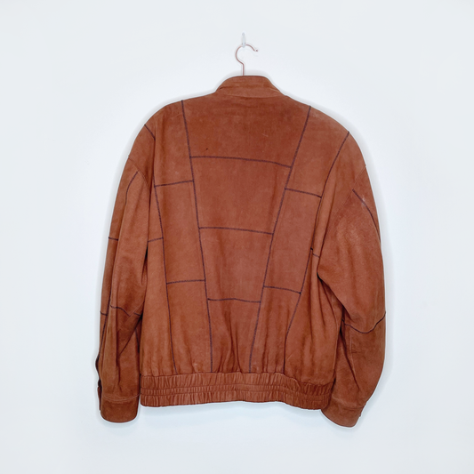 vintage sammons nubuck suede patchwork bomber jacket - size large