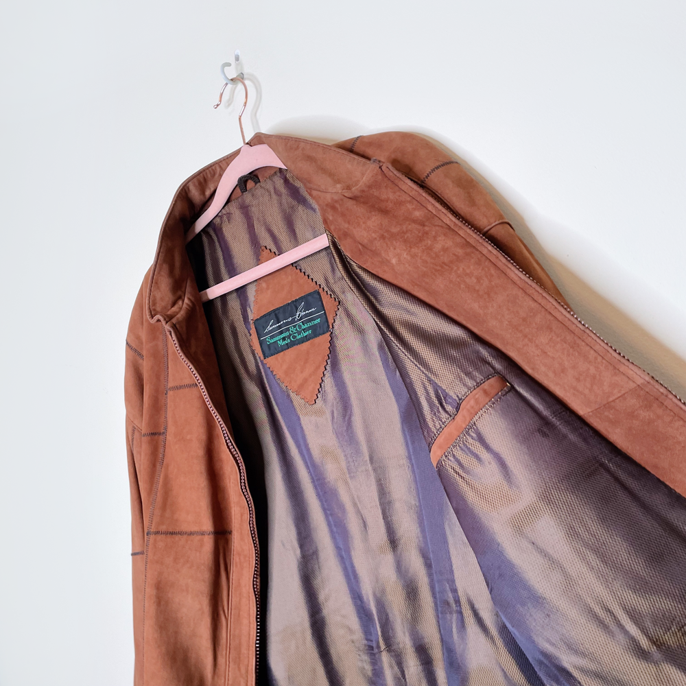 vintage sammons nubuck suede patchwork bomber jacket - size large