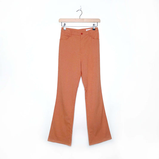 vintage 70s bonappétite orange gingham plaid flare pants - size 1