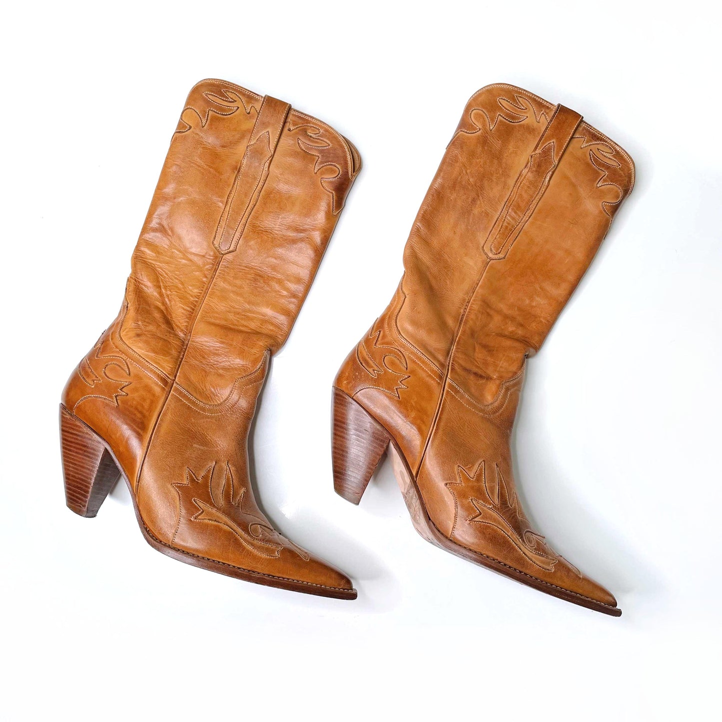 charlie 1 horse leather heeled rancher cowboy boots - size 8.5