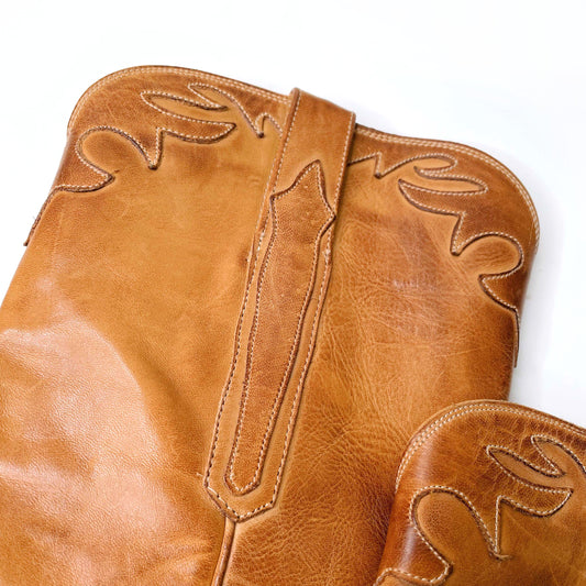 charlie 1 horse leather heeled rancher cowboy boots - size 8.5