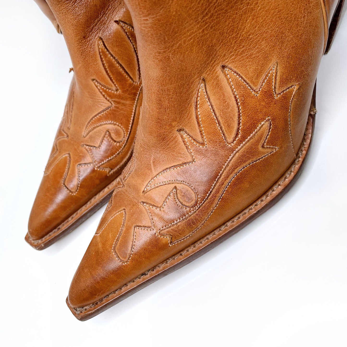 charlie 1 horse leather heeled rancher cowboy boots - size 8.5