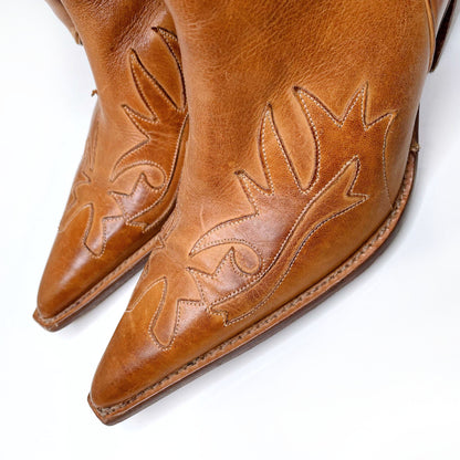 charlie 1 horse leather heeled rancher cowboy boots - size 8.5