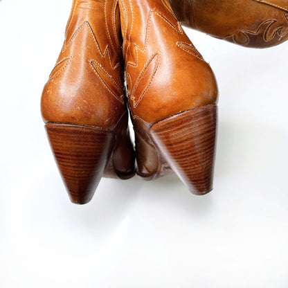 charlie 1 horse leather heeled rancher cowboy boots - size 8.5