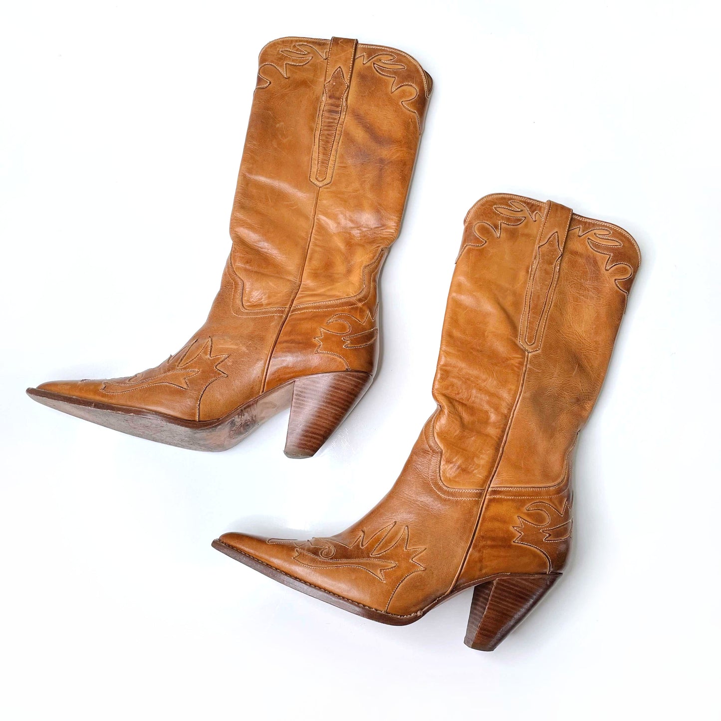 charlie 1 horse leather heeled rancher cowboy boots - size 8.5