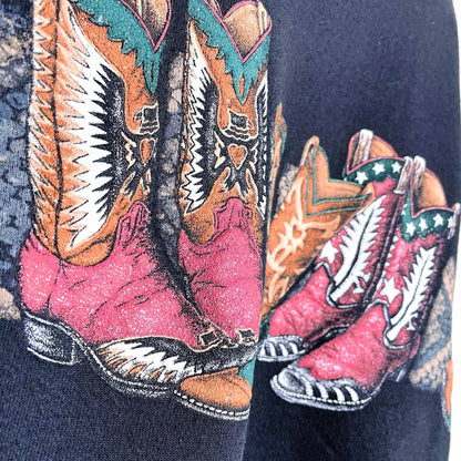 vintage western cowboy boots crewneck sweatshirt - size med/large