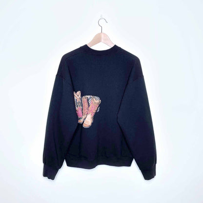 vintage western cowboy boots crewneck sweatshirt - size med/large