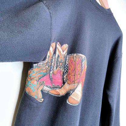 vintage western cowboy boots crewneck sweatshirt - size med/large