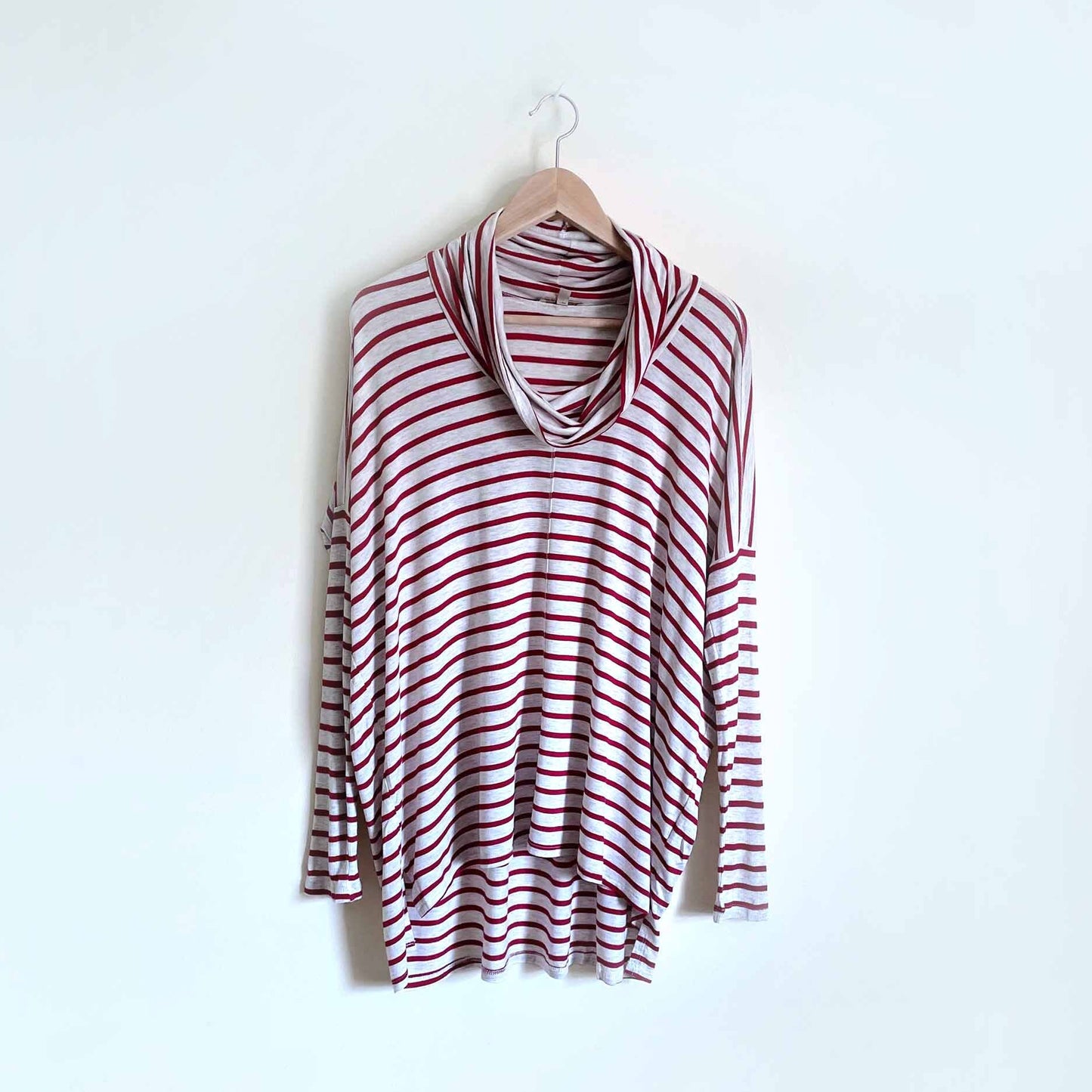 Bordeaux striped oversized cowl neck jersey top - size Medium