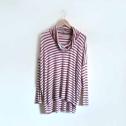 Bordeaux striped oversized cowl neck jersey top - size Medium