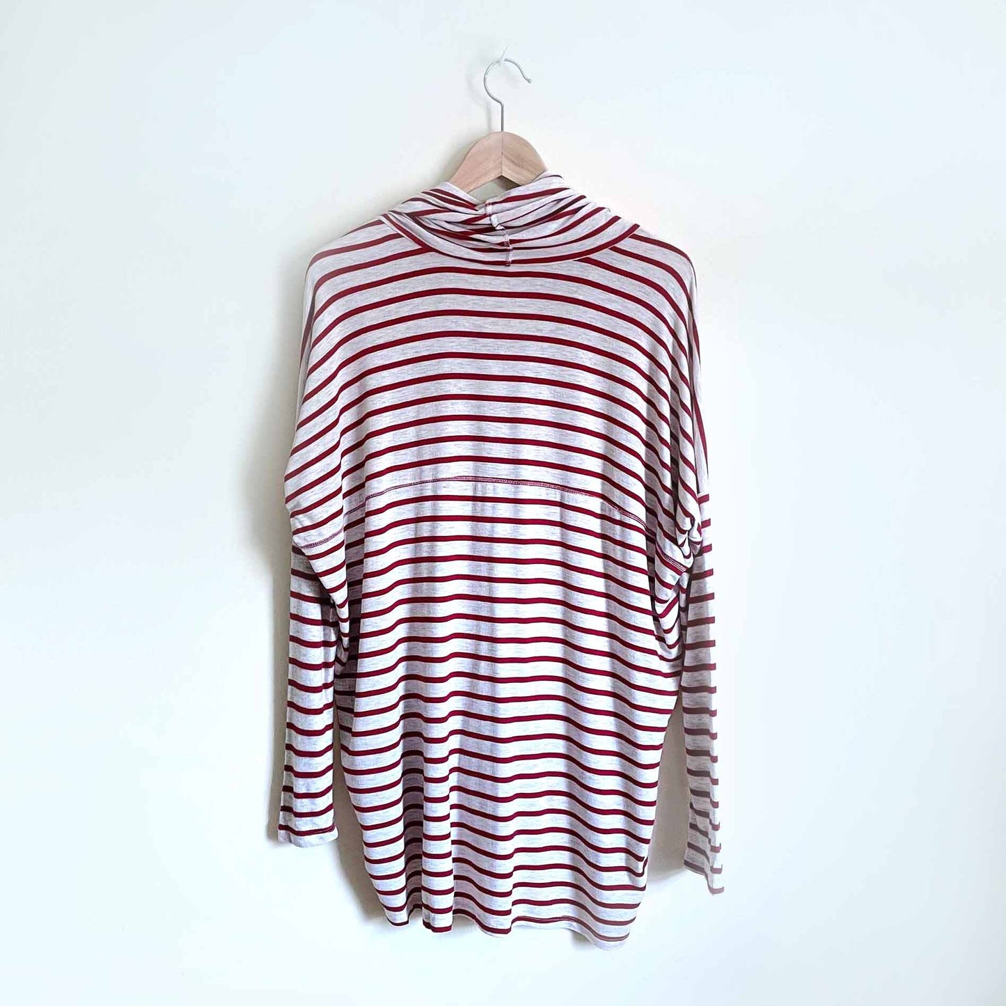 Bordeaux striped oversized cowl neck jersey top - size Medium