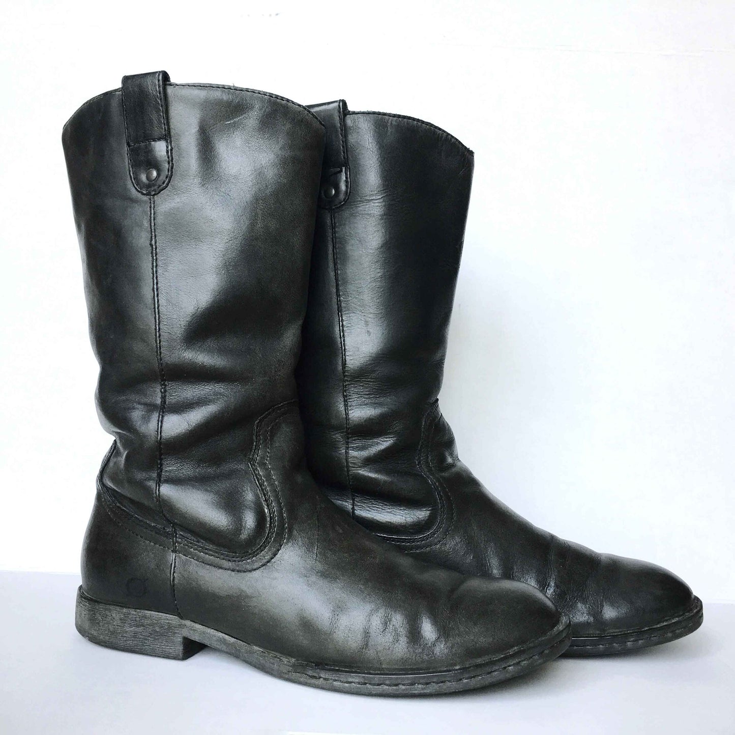 Born mid-calf leather moto boot - size 9