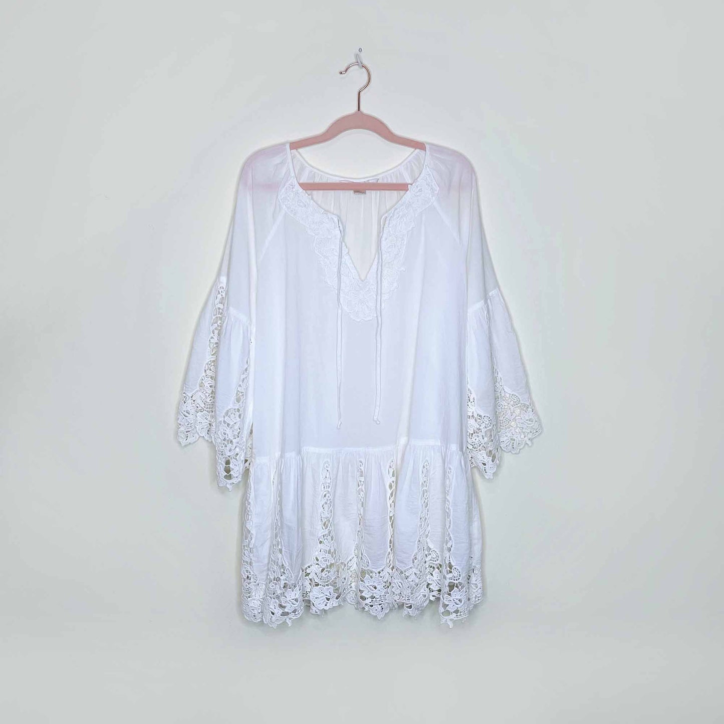 boston proper white lace boho summer dress - size large