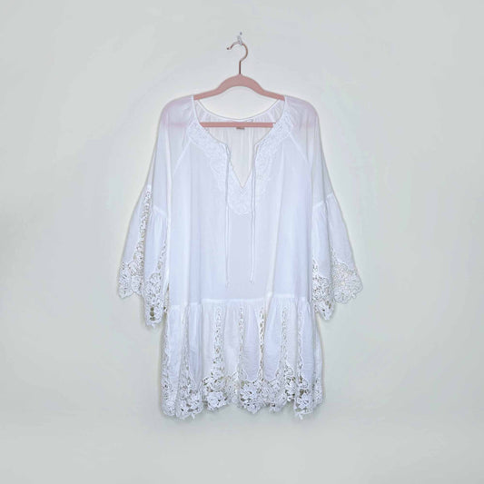 boston proper white lace boho summer dress - size large