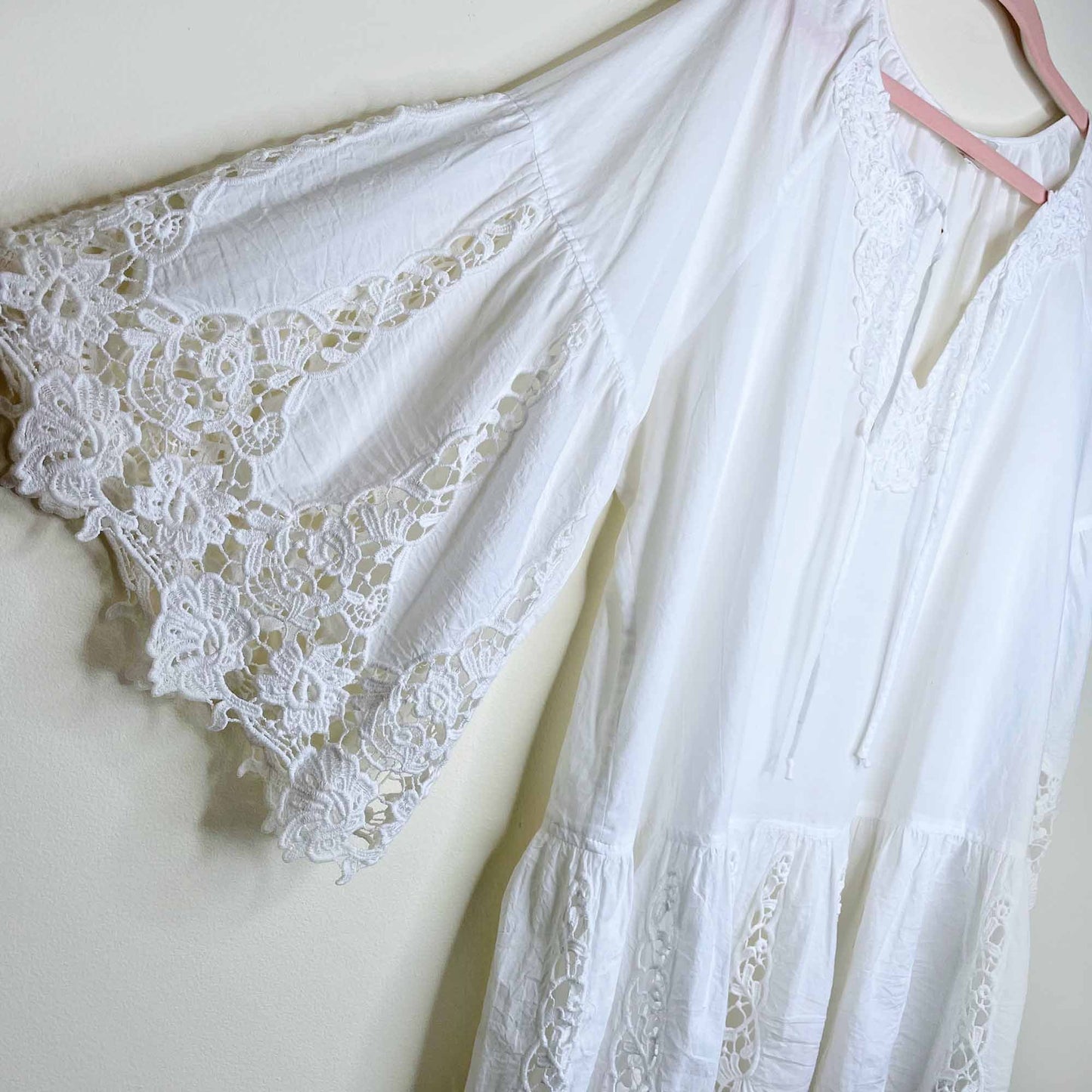 boston proper white lace boho summer dress - size large