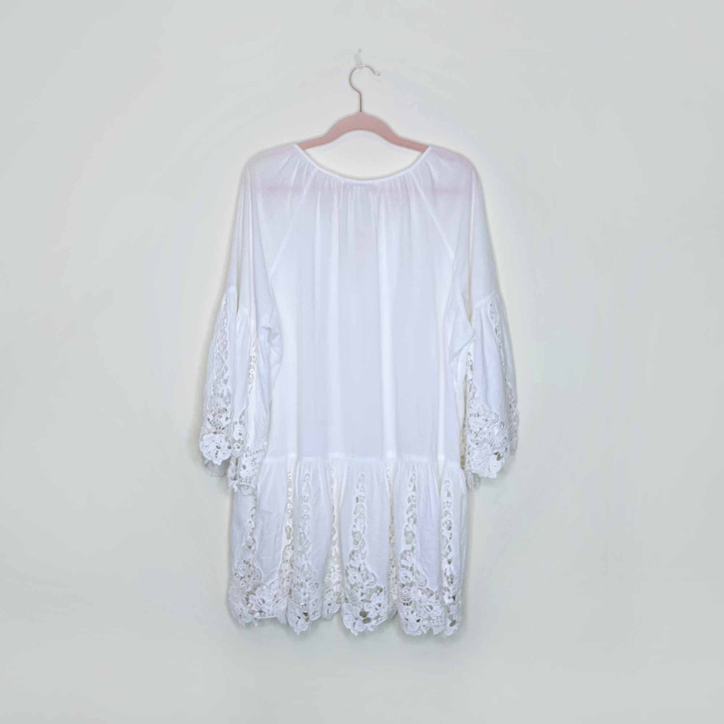 boston proper white lace boho summer dress - size large
