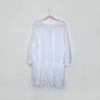 boston proper white lace boho summer dress - size large