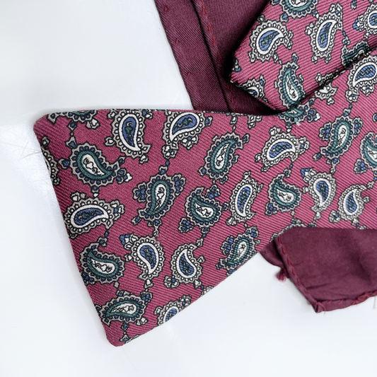 vintage bancroft maroon silk paisley adjustable bow tie