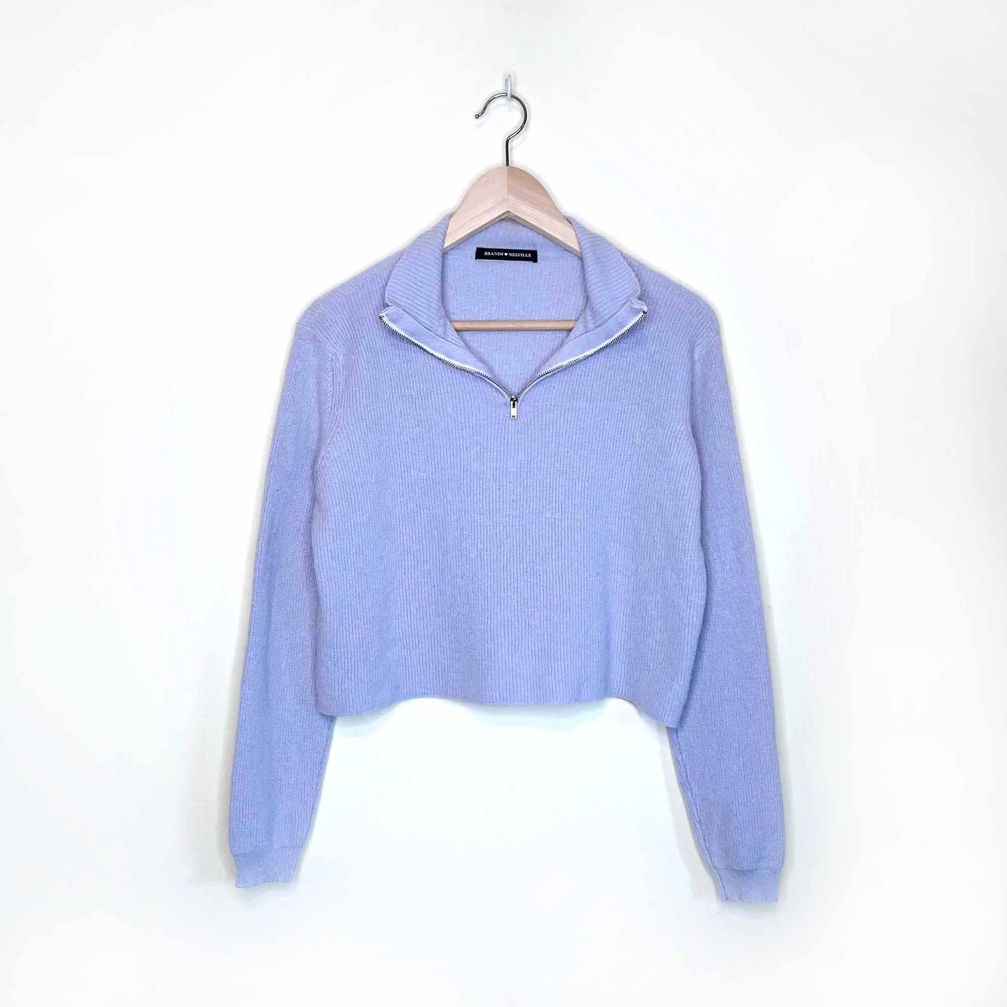 brandy melville cropped 1/4 zip natalie sweater - size small