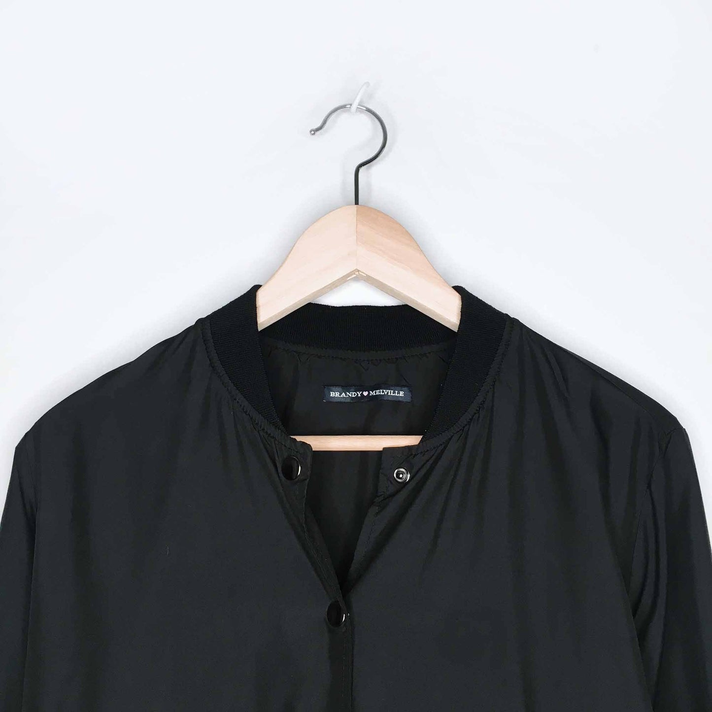 brandy melville black snap button bomber jacket - size small