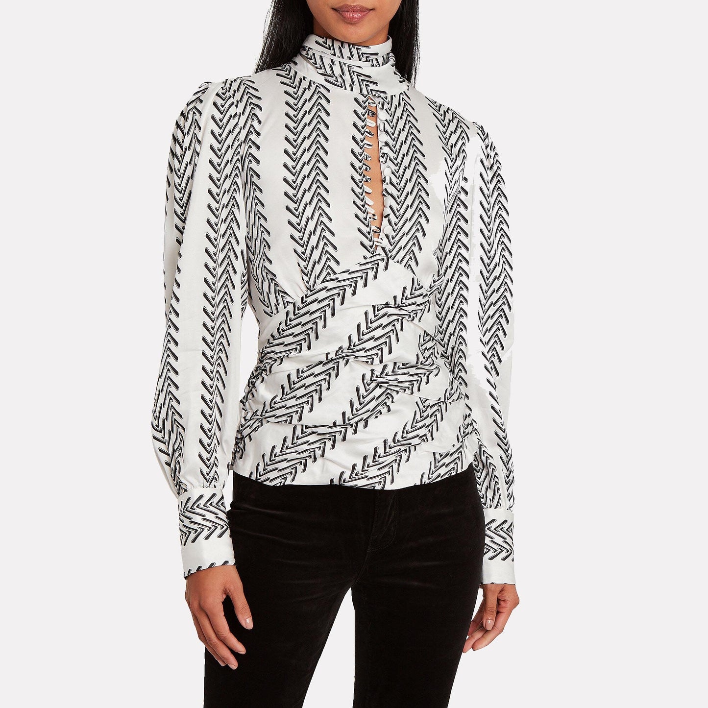 nwt birgitte herskind zoey satin turtleneck blouse - size 10 / 40