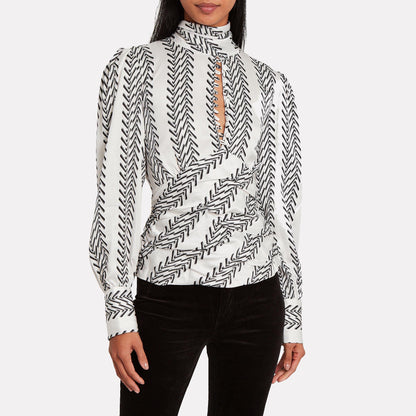 nwt birgitte herskind zoey satin turtleneck blouse - size 10 / 40