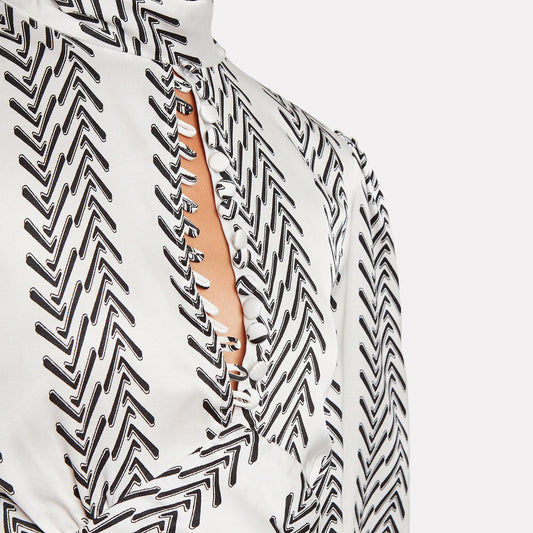 nwt birgitte herskind zoey satin turtleneck blouse - size 10 / 40