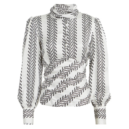 nwt birgitte herskind zoey satin turtleneck blouse - size 10 / 40