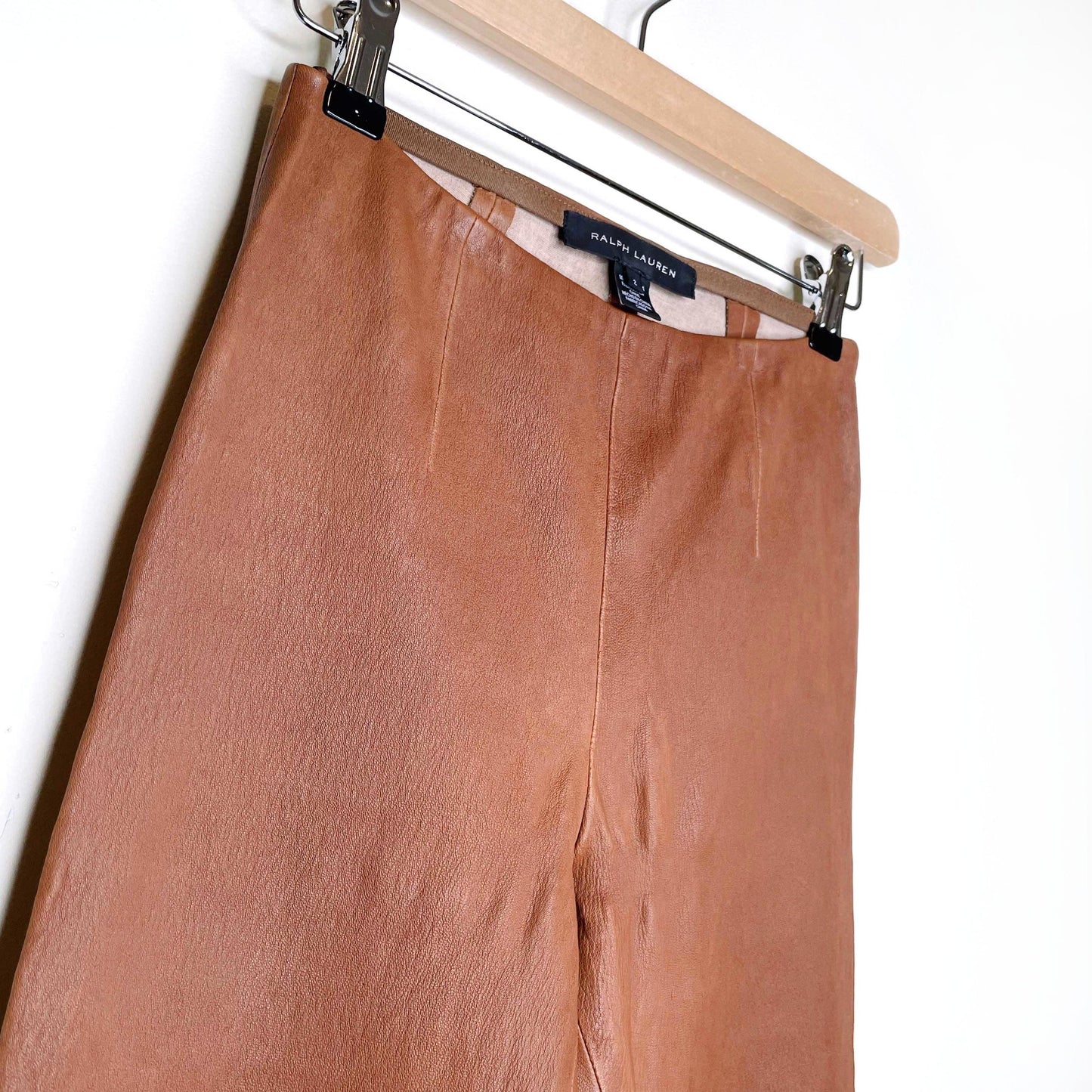 ralph lauren black label brown leather stretch pants - size 2