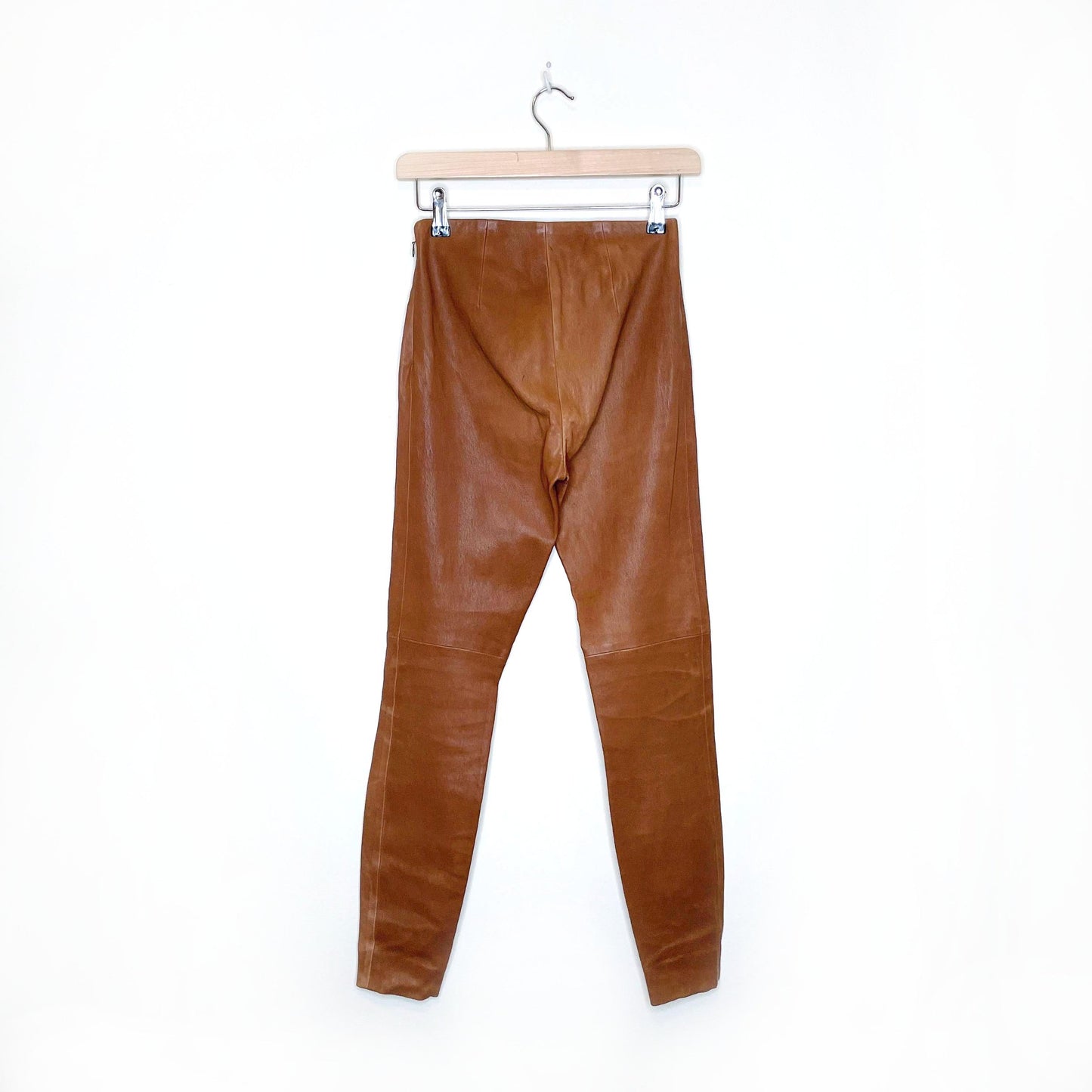 ralph lauren black label brown leather stretch pants - size 2