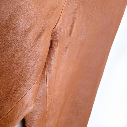 ralph lauren black label brown leather stretch pants - size 2