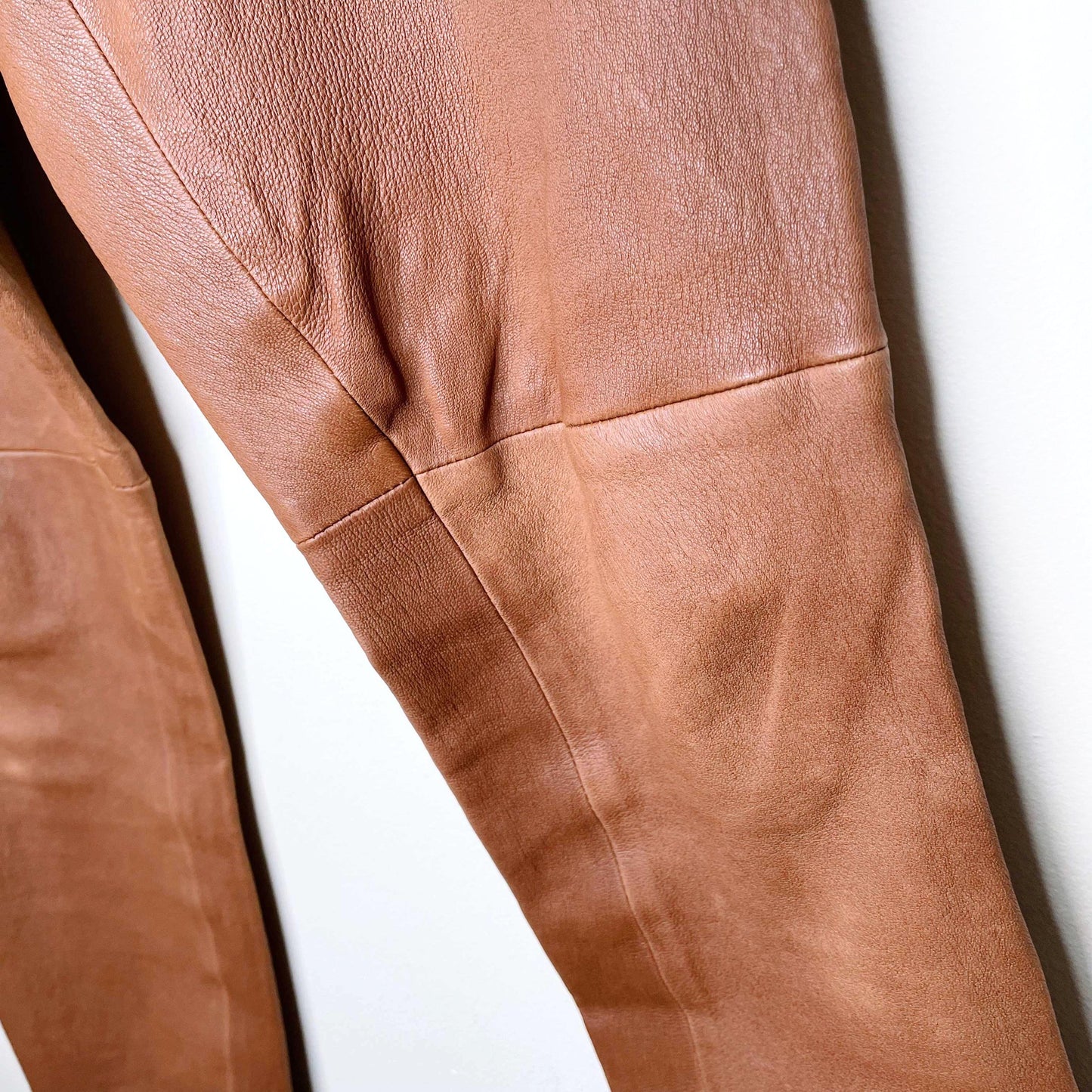 ralph lauren black label brown leather stretch pants - size 2