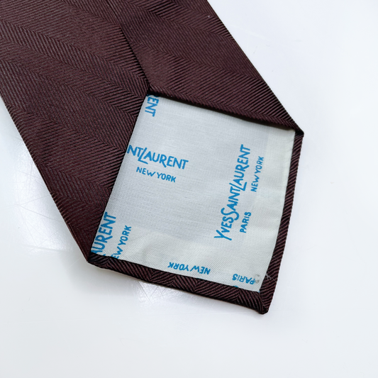 vintage ysl brown silk tie
