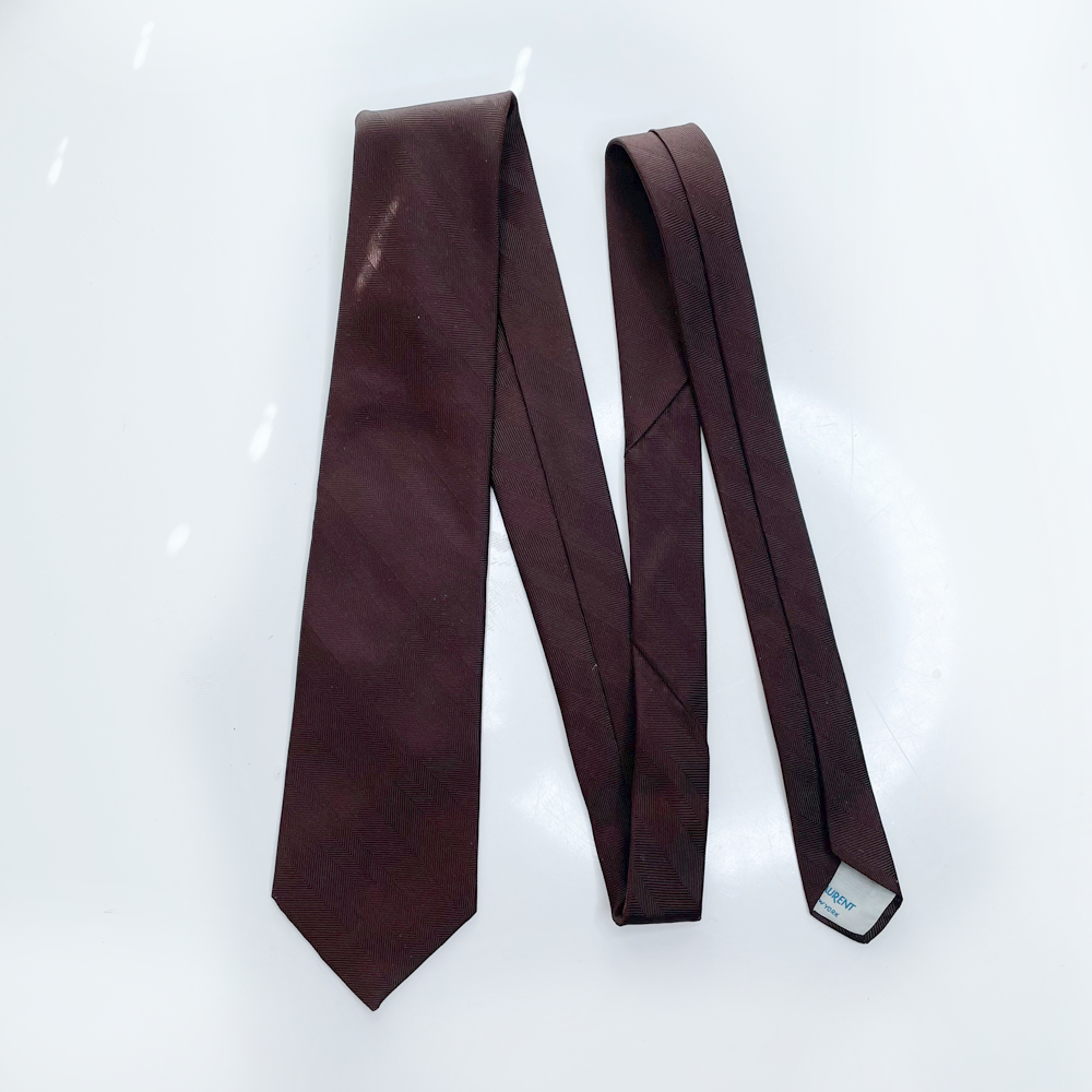 vintage ysl brown silk tie