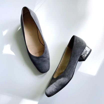 bruno magli suede day heel with metal art heels - size 37