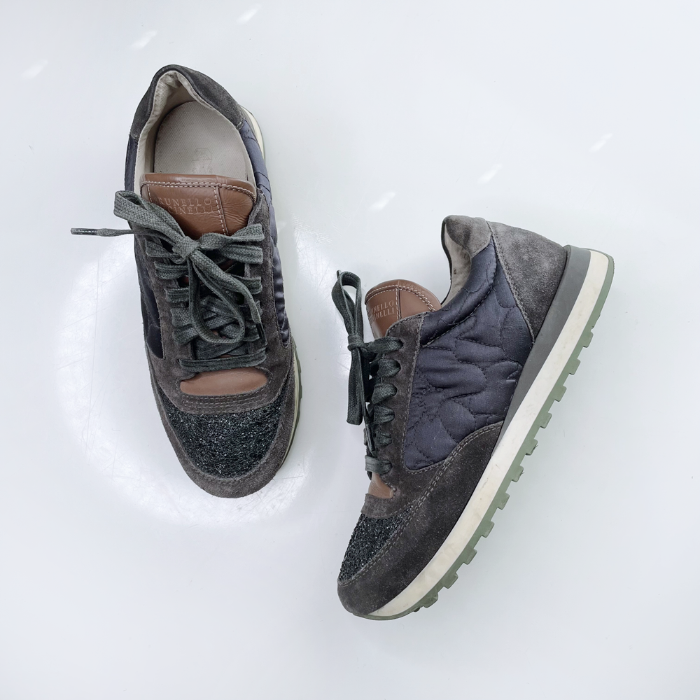 brunello cucinelli monili glitter toe sneakers - size 38
