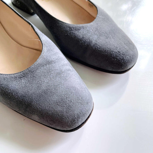 bruno magli suede day heel with metal art heels - size 37