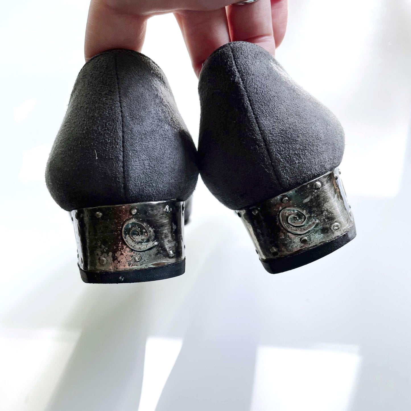 bruno magli suede day heel with metal art heels - size 37