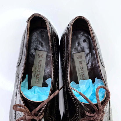 bruno magli wingtip lace up leather oxford loafers - size 7.5M / 9.5W