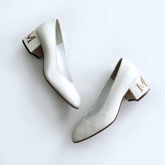 bruno magli white leather day heel with brass M - size 33.5