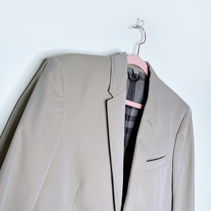 burberry tan matson sport coat blazer with nova check lining - size 48